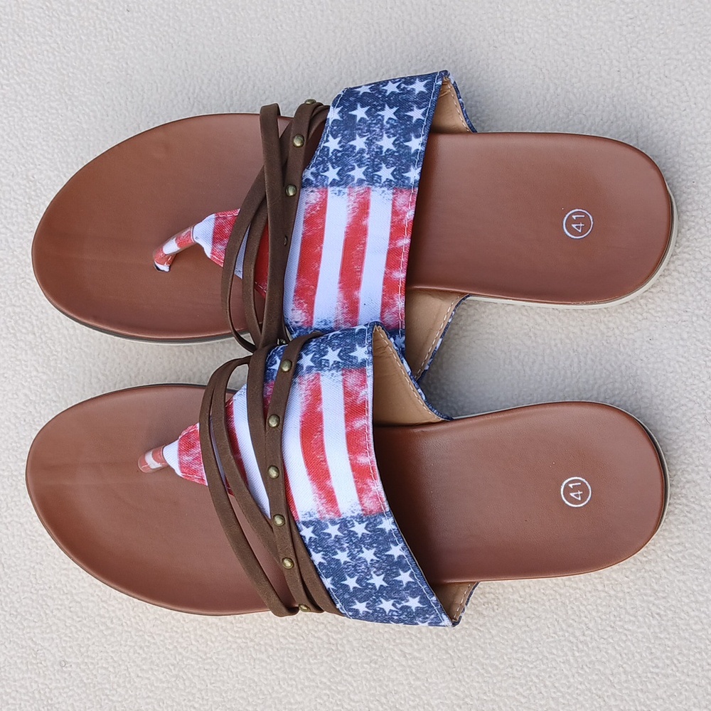 American Flag Themed FlipFlop/ Slides Women's Size 9.5